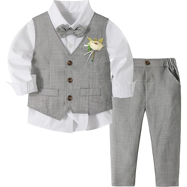 Completo Elegante Bambino Con Gilet Rosso E Verde - Abito Formale Per Feste Natalizie E Occasioni Speciali