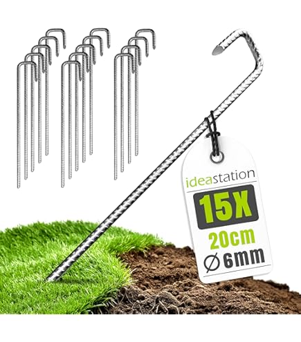 LATERN 6 Pezzi Picchetti per Tenda Resistenti, 28CM Picchetti per Campeggio in Acciaio Inossidabile Multifunzione Terra Picchetti con Gancio e Foro per Esterni Escursionismo Giardinaggio Terreno Duro