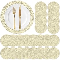 20 Sets De Table Dorés 33cm - Feuille D'Or à Motif Maille Pour Mariage, Anniversaire