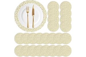 YUNHENTONG Malla Delgada Manteles Individuales Redondo Dorados, 24 Piezas 13-Pulgadas Individuales Mesa Malla Dorada Salvamanteles Individuale para Restaurante Occidental, Fiestas de Boda, Cenas Familiares (B)