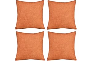 GONOVE Cushion Cover,4 Pack 45×45cm Linen Cotton Pillowcase Vintage Style Square Throw Pillow Covers Decorative Cushion Covers for Sofa, Couch, Bed, Bench