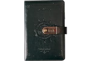 Lirener Retro PU Notebook Código Libro con la Cerradura(Patrón Náutico), A5 Password Notebook Contraseña Bloc de Notas Secret Diary Sketchbook Organizador con Cerradura de Combinación, 145x210mm
