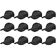 Plain Blank Baseball Caps Adjustable Back Strap WHOLESALE LOT 12 Pack- Black