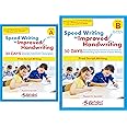 Print style writing Combo - Speed writing in improved handwriting - Book A (For 6-9 years) with Book B (For 9+ years) - 30 Days Handwriting practice books (non-cursive) for students and adults