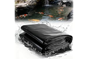 CDZHLTG Bâche de Bassin Grand Bassin à Poissons Piscines Membrane Renforcée, Revêtement Bâche pour Étang Extérieur Bassin de Poissons Noir en LLDPE, Bâche pour Bassin Jardin 7.6m x 6m