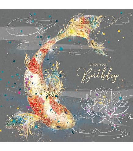 Artery8 Grußkarte Mit Japanischem Koi-Karpfen-Design – 17,5 X 12,5 Cm, Blanko Innen
