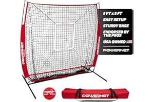 Powernet Corbin Carroll 5x5 Practice Net Bundle, Baseball Softball Coaching Aid, Compact Lightweight Portable, Hitting Pitching Training