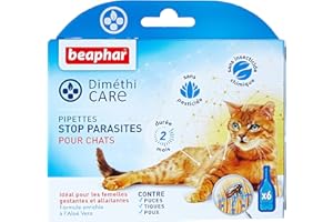 BEAPHAR – DIMÉTHICARE – Pipettes Stop parasites pour Chat – Contre puces, tiques et poux (Adultes, œufs et Larves) – sans Pesticide et sans Insecticide Chimique – Durée 2 Mois – 6 pipettes