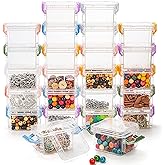Nicunom 24 Pack Mini Plastic Storage Containers Box, 140ml Stackable Bead Organizers with Lid, Clear Plastic Small Storage Bo