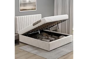 Blisswood Ottoman Bed With Memory Foam Mattress, 5ft King Upholstered Bed Frame, Ottoman Bed With Storage Gas Lift End Opening Wooden Slats King Size Bed Frame (5ft King size With Mattress Included)