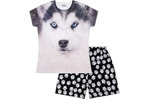 THEPYJAMAFACTORY Pijama corto estilo perro husky para niñas y niños