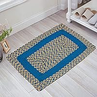 Dynamic Homes Handicraft Style 1 Piece Cotton Blend Door Mat - 16" x24 (Blue Sqr)