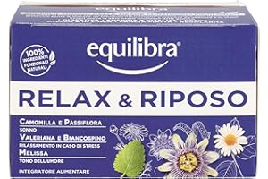 equilibra Integratori Alimentari Tisane, Tisana Relax e Riposo, 100% Ingredienti Funzionali per Favorire il Sonno, con Camomilla, Passiflora e Valeriana, Materiali 100% Riciclabili, 15 Filtri