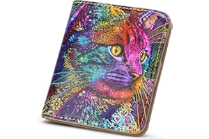 APHISON Purses for Women Small Wallet with Zipper RFID Blocking Slim Vegan Leather Wallet Bifold Card Holder Coin Pocket Ladies Purse with ID Window Cat