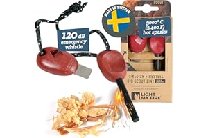 Light My Fire Swedish Flint Fire Starter Ferro Rod Survival Tools SCOUT | Fire Steel Bushcraft Camping Gear | Flint and Steel Fire Starter Kit 2-in-1 Fire Flint and Striker 3,000 Strikes