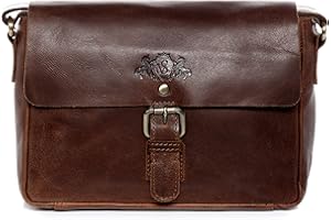 SID & VAIN Sac Messager Yale Cuir véritable | Sacoche Homme bandoulière Petit Marron | Sac à Épaule Fait à la Main