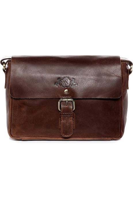 Borsello A Tracolla In Vera Pelle Vintage SID & VAIN - Modello Orlando, 20x23x5 Cm, Borsa Messenger Unisex Fatta A Mano