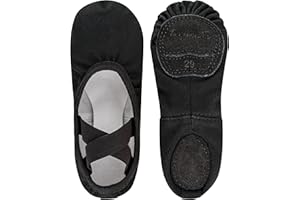 tanzmuster Ballettschuhe Mädchen und Damen - Bonnie - aus Baumwoll-Stretch - Größe 22-45 - Geteilte Ledersohle - Ballettschläppchen für Kinder und Erwachsene - Tanzschuhe fürs Ballett