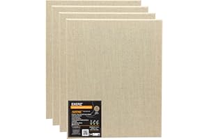 EXERZ 40x50cm Toiles Pré-étirées de Lin 4pcs - 320gsm, Triple apprêt, Sans Acide, Grain Moyen, Pur Lin Écru - Huile et Acrylique