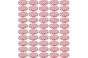 WELLGRO® Tapas para conservas To 82, de metal, a cuadros, color rojo, 50 unidades
