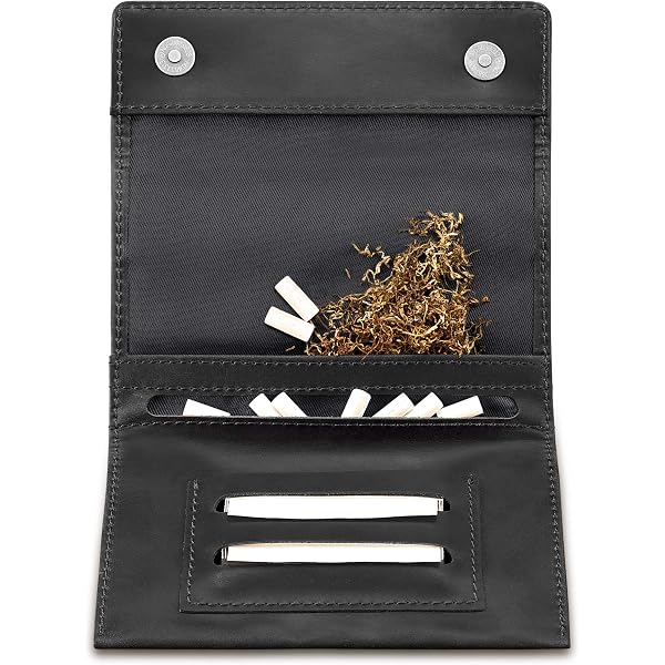 Tabaktasche Leder Rot/schwarz Mit Bandverschluss Produktbild-Vorschau 2