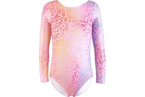 XiaoMoSha Gymnastics Leotards for Girls Long Sleeve Dance Leotard Sparkle Ballet Dancewear for Little Girls 2-14 Years