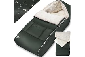 MONZANA® Baby Footmuff Cosytoes | Universal Pushchair Stroller Buggy Pram Car Seat | Converts to Changing Mat | Fleece Lined | Winter Warmth | Water-Resistant | Windproof | Green/Grey