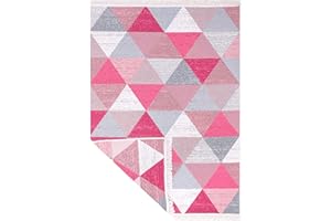 Fashion4Home Dywan z krótkim włosiem - Boho Kilim, dywan do salonu, sypialni i kuchni, dywan bieżnik, dywan do przedpokoju, dywan do pokoju dziecięcego, karo, jasnoróżowy, wymiary: 140 x 200 cm