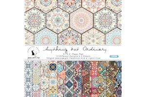 Fadcaer 24 fogli di carta per album, cartoncino, motivo piastrelle retrò, carta decorativa fai da te, confezione di fiori su un solo lato, per creare segnalibri, album di sfondo, diari fotografici, de