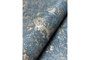 NEWROOM DESIGN NEWROOM Tapete Blau Vliestapete Beton - Betontapete Industrial Dunkelblau Gold Zement Putz Loft inkl. Tapezier-Ratgeber