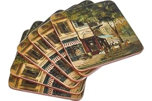 Pimpernel Dessous de Verre scène Parisienne - Lot de 6 (Beige, 10,5 x 10,5 cm (4 "x 4"))