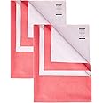 Amazon Brand - Solimo Cotton Baby Water Resistant Large Size Dry Sheet (140Cm X 100Cm, Dark Pink, Set Of 2)
