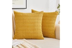 EMEMA Kordsamt Kissenbezüge Herbst Dekorative Sofakissen Moderne Kissenhüllen 40x40 cm Dekokissen Weicher Zierkissenbezug für Wohnzimmer Sofa Schlafzimmer 2er Set Gelb