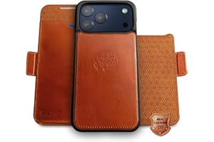 dreem Real Leather for iPhone 17 Pro Case Wallet, Revolutionary Phone Stand, MagSafe-Fit, Magnetic Detachable Flip Cover, RFID Blocking Card Holder, Gift-Box [Fibonacci:Caramel]