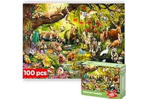 QUOKKA Puzzle Animaux 100 Pieces pour Enfants - Solo Puzzle Enfant dès 4 5 6 Ans - Jouet pour Apprendre Les Animaux de la Forêt pour Filles et Garçons - Jeux Cadeau pour Filles et Garçons 7 8 9