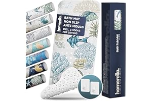 homerella® Bath Mat Non Slip Anti Mould 100x40cm, Machine Washable& BPA free, Shower Mat Non Slip Anti Mould, Non Slip Bath Mat for Inside Bath Tub, Shower Mats for Inside Shower