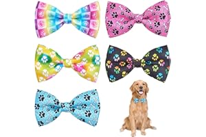 JpGdn 5pcs Dog Bow Ties for Small Medium Large Dogs Puppies Rabbit Cat Detachable Bowties with Elastic Bands Attach to Collar Pet Grooming Collar Attachment Accessories