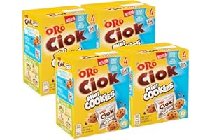 CAIYA 4X Oro Ciok Novita' Mini Cookies, Biscotti Croccanti con Gocce di Cioccolato al Latte - 4x40g [4 Confezioni]