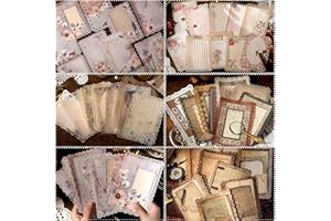 NPCSWXQ 60 Sheets Lace Edged Vintage Scrapbooking Supplies Stationery Paper Set,for Letter Writing,Scrapbook Paper, Junk Journal Supplies, Bullet Journaling,DIY Mixed Media Collage Card 4.9x6.9In
