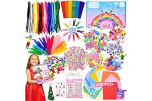 FORMIZON Kit Bricolage Enfant, 1600 Pcs Kits d'activités manuelles pour les loisirs créatifs des enfants, Cadeau Enfant avec Cure Pipe, Yeux écarquillés, Papier Craft, Gommettes, Ponpon Couleur