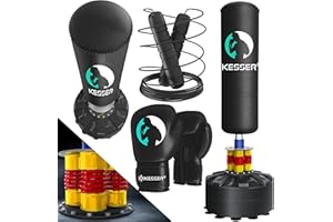 ‎KESSER KESSER® Boxsack Set stehend Erwachsene mit Boxhandschuhe + Springseil, Kickboxsack, Freistehender Standboxsack MMA Boxpartner Boxing Trainer Fitness Boxsack mit Saugfuß