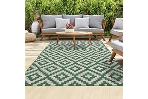 homeart Outdoor Rugs | Easy-Cleaning Indoor & Outdoor Area Rugs for Porch, Deck, Balcony, Garden, Picnic, Kitchen, Hallway | UV & Weather-Resistant Large Patio Rug Mats Green Cream, 80 x 150 cm