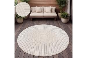 Paco Home Matta För Inomhus Och Utomhus Terrass Balkong Matta Kök Skandinaviska Boho Enfärgad, Storlek:160 cm Runda, Färg:Grä