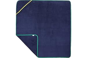 Sowel® Ręcznik z kapturem dla dorosłych, ręcznik plażowy, 100% bawełna frotte, rozmiar 140 x 140 cm, granatowy/zielony