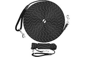 HAPPY HACHI Laisse d'entraînement pour Chiens Canines Longues Sangles Nylon réfléchissante pour Camping Promenade (Noir, 3M)