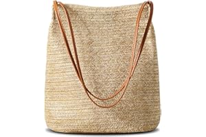 CharmBurst Bolsas de Paja Tejidas, Bolso de Playa de Verano, Bolsos de Mimbre, Bolso Boho de Moda, Práctico Bolso de Hombro, Elegante Bolso de Verano