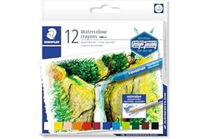 STAEDTLER 223 C12; crayones Acuarelables De Colores Variados; caja Con 12 Lápices De Cera Para Acuarela, multicolor