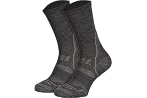 Piarini Skarpety trekkingowe dla mężczyzn i kobiet, 1 para, skarpety trekkingowe z merynosów, na jesień i zimę, oddychające, z wyściółką zapobiegającą powstawaniu pęcherzyków powietrza, antracytowy, 47-50 EU