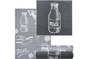 Lashuma 4er Set Geschirrtücher 50x50cm – Frottehandtücher 50x70cm, Weiche und saugstarke Küchtücher, Design: Milch