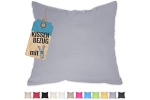 QOOLTEX Kissenbezug 35x35 cm Grau mit verdecktem Reißverschluss - Baumwolle Kissenhülle Uni, Waschbar, Atmungsaktiv Mischgewebe Kopfkissenbezug (85% BW - 15% Poly)